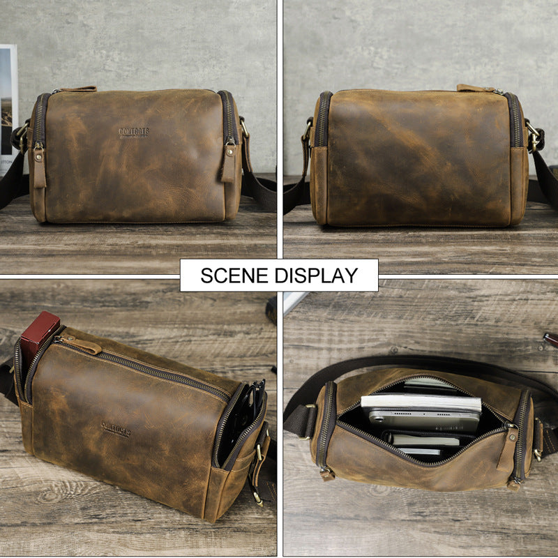 Retro Crazy Horse Leather Fashion Messenger Bag