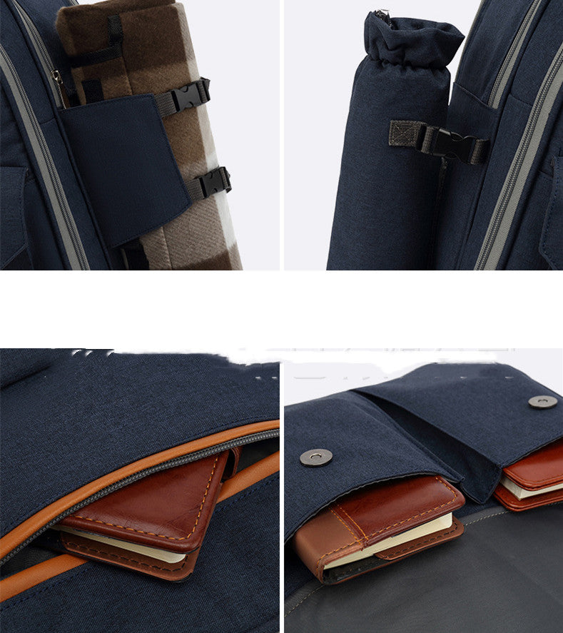 Outdoor Portable Shoulder Picnic Backpack Multifunctional Thermal Bag With Cutlery Set