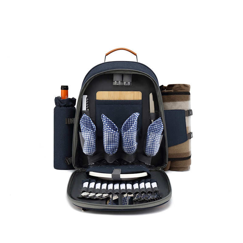 Outdoor Portable Shoulder Picnic Backpack Multifunctional Thermal Bag With Cutlery Set