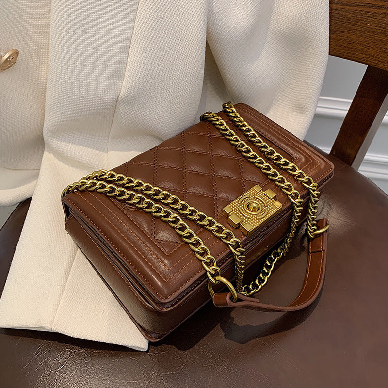 Women's Fashion Diamond Lattice Chain Crossbody Bag