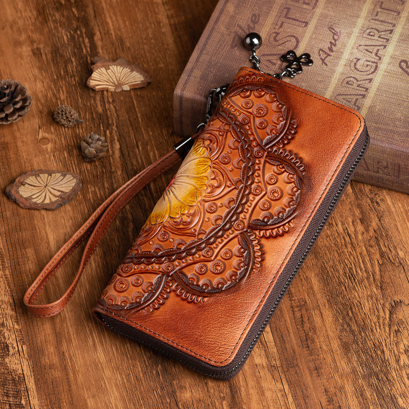 First layer cowhide wallet long women leather wallet
