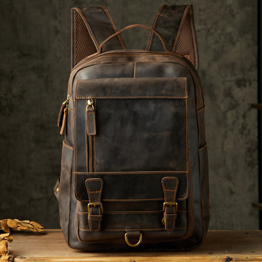 Handmade Backpack First Layer Cowhide Retro