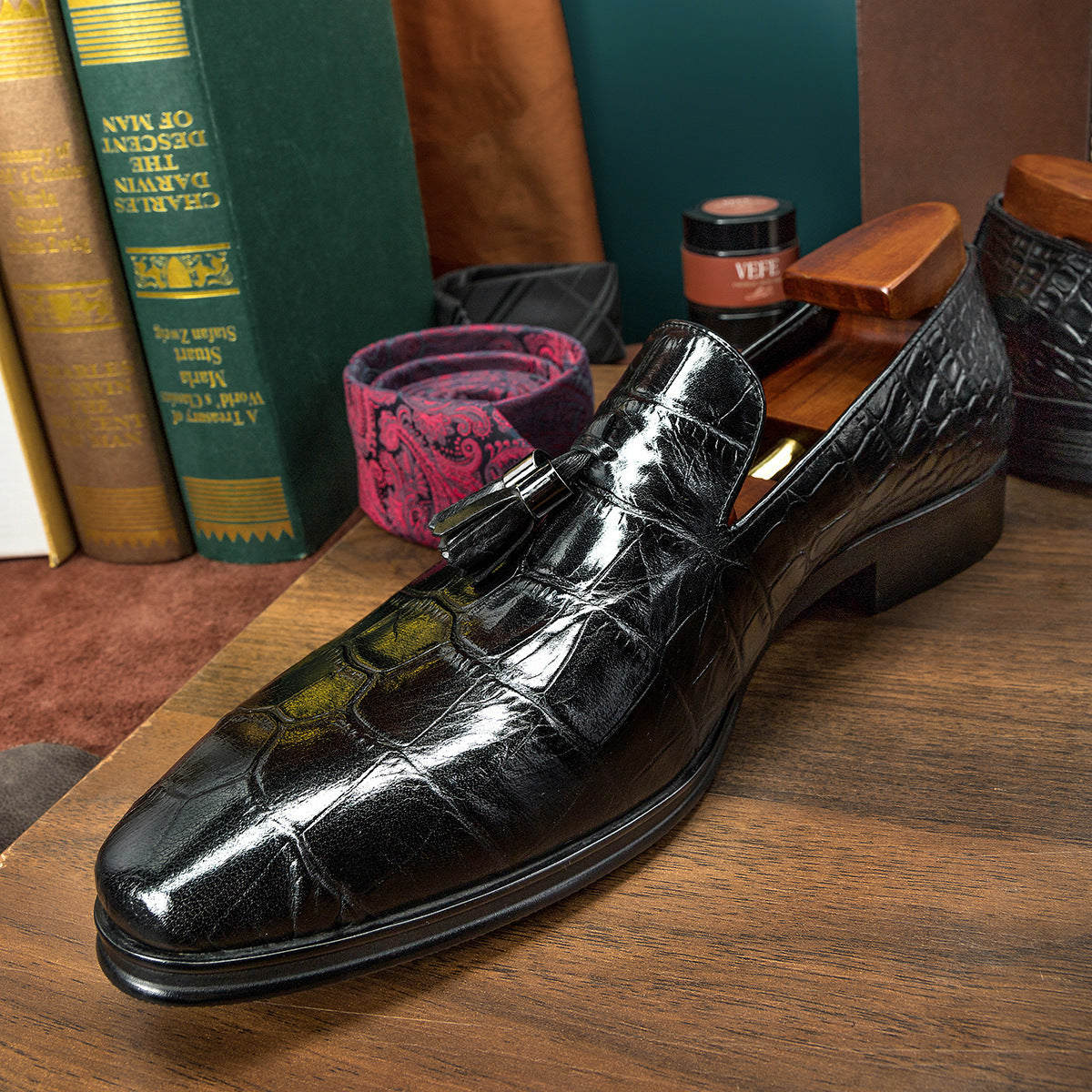 Blue British Business Casual Shoes Leather