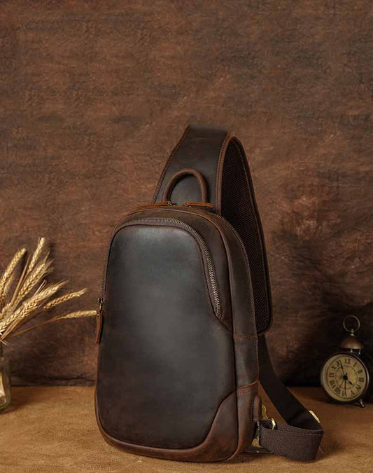Vintage Casual Leather Men's And Women Chest Bag