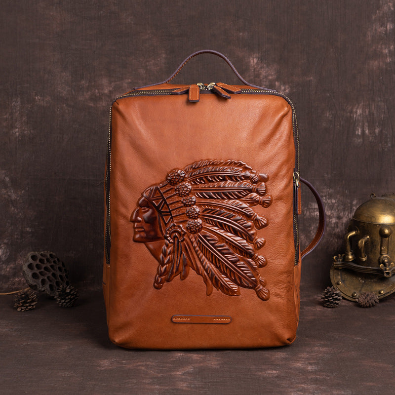 First Layer Cowhide Backpack And Handbag