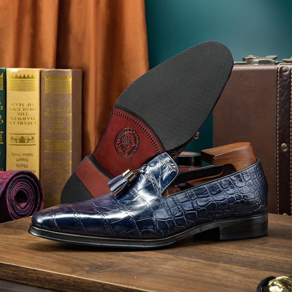Blue British Business Casual Shoes Leather