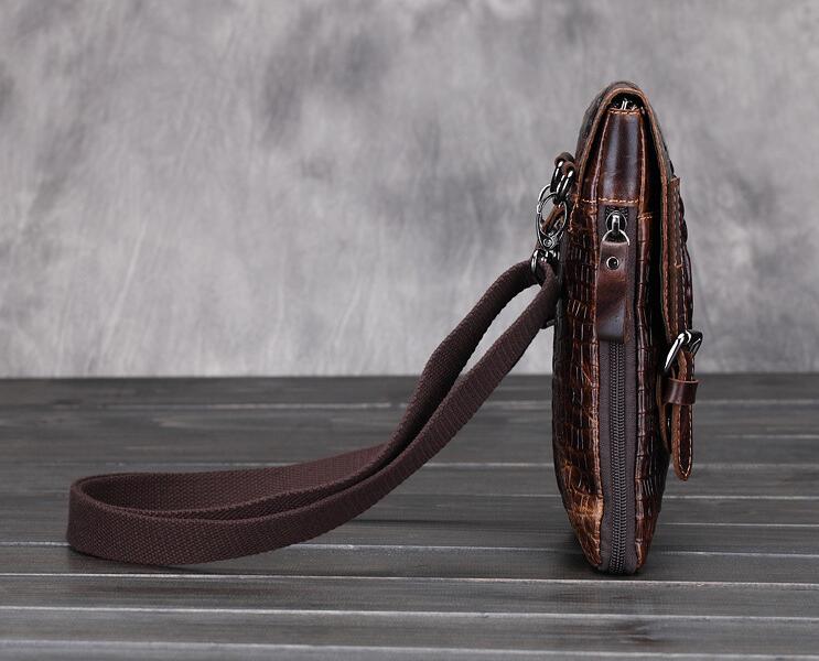 Vintage Alligator Skin Pattern Genuine Leather Messenger Bag