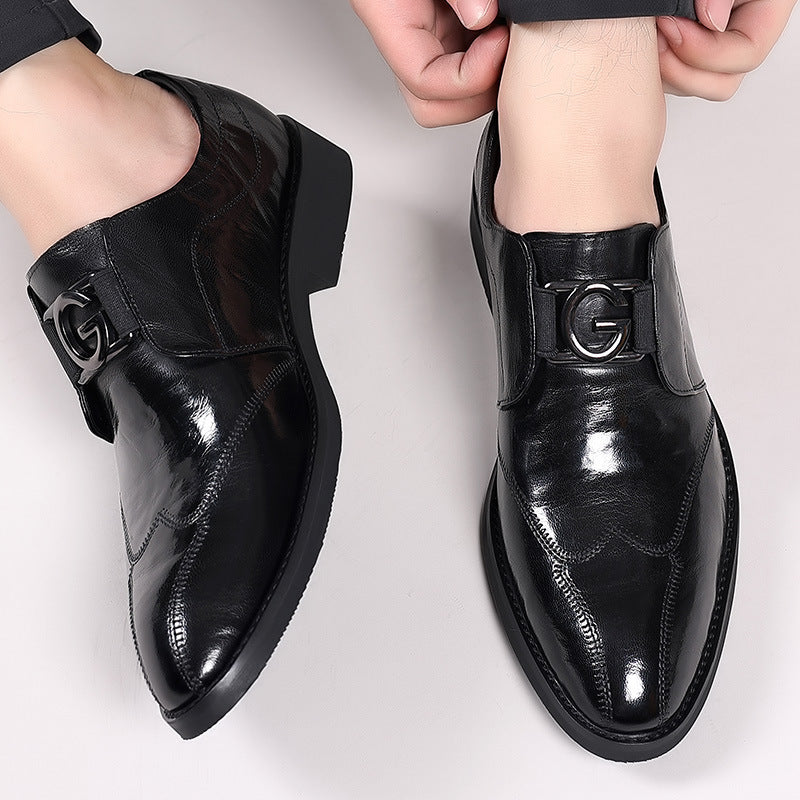 Full-grain Sheepskin Business Formal Wear Leather Shoes Men's Retro British One Pedal