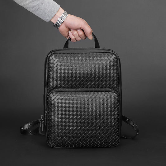 Men's Business Casual Backpack Woven Men's Bag Simple Travel