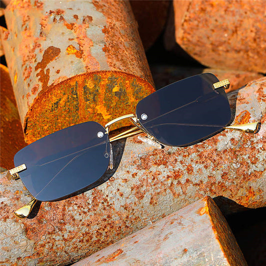 Jett Frameless Computer Cut Square Small Frame Sunglasses