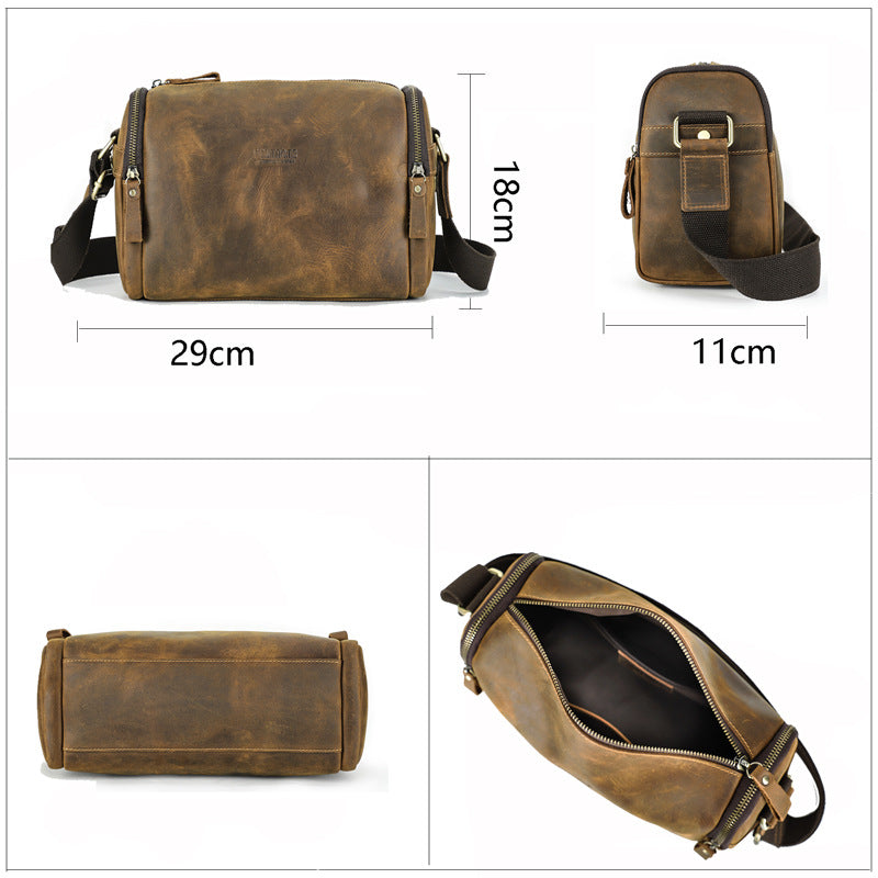 Retro Crazy Horse Leather Fashion Messenger Bag