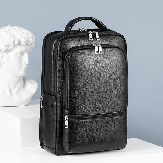 Business Fashion Bag Multifunctional USB Large Capacity Leather Backpack