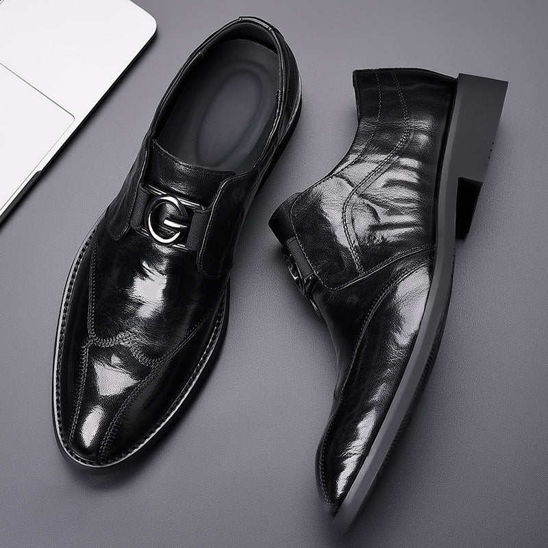 Full-grain Sheepskin Business Formal Wear Leather Shoes Men's Retro British One Pedal