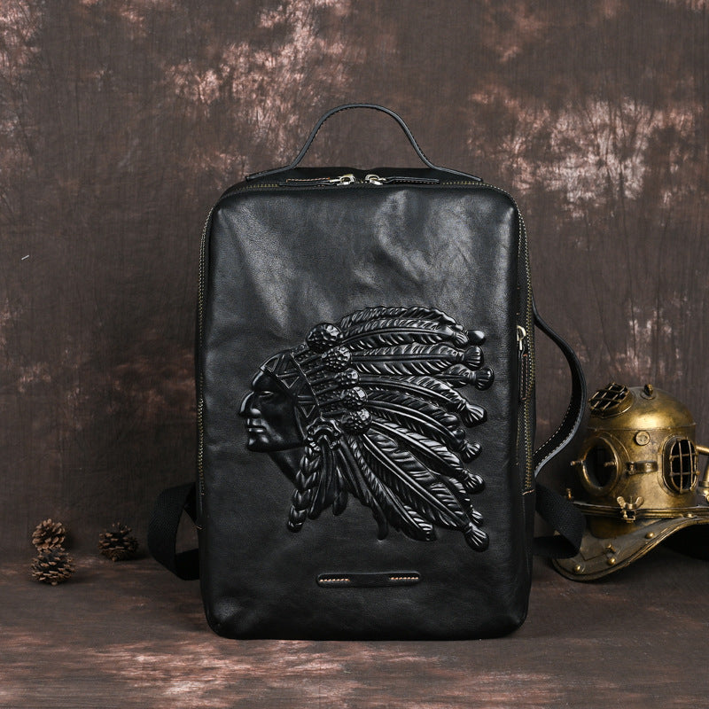 First Layer Cowhide Backpack And Handbag