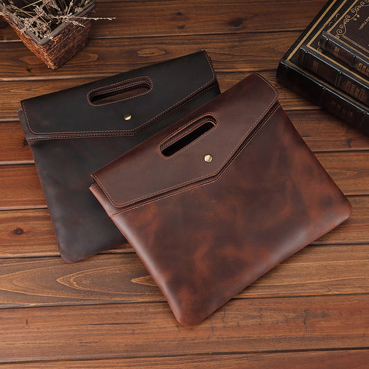 Genuine Leather Men's Briefcase Vintage Business